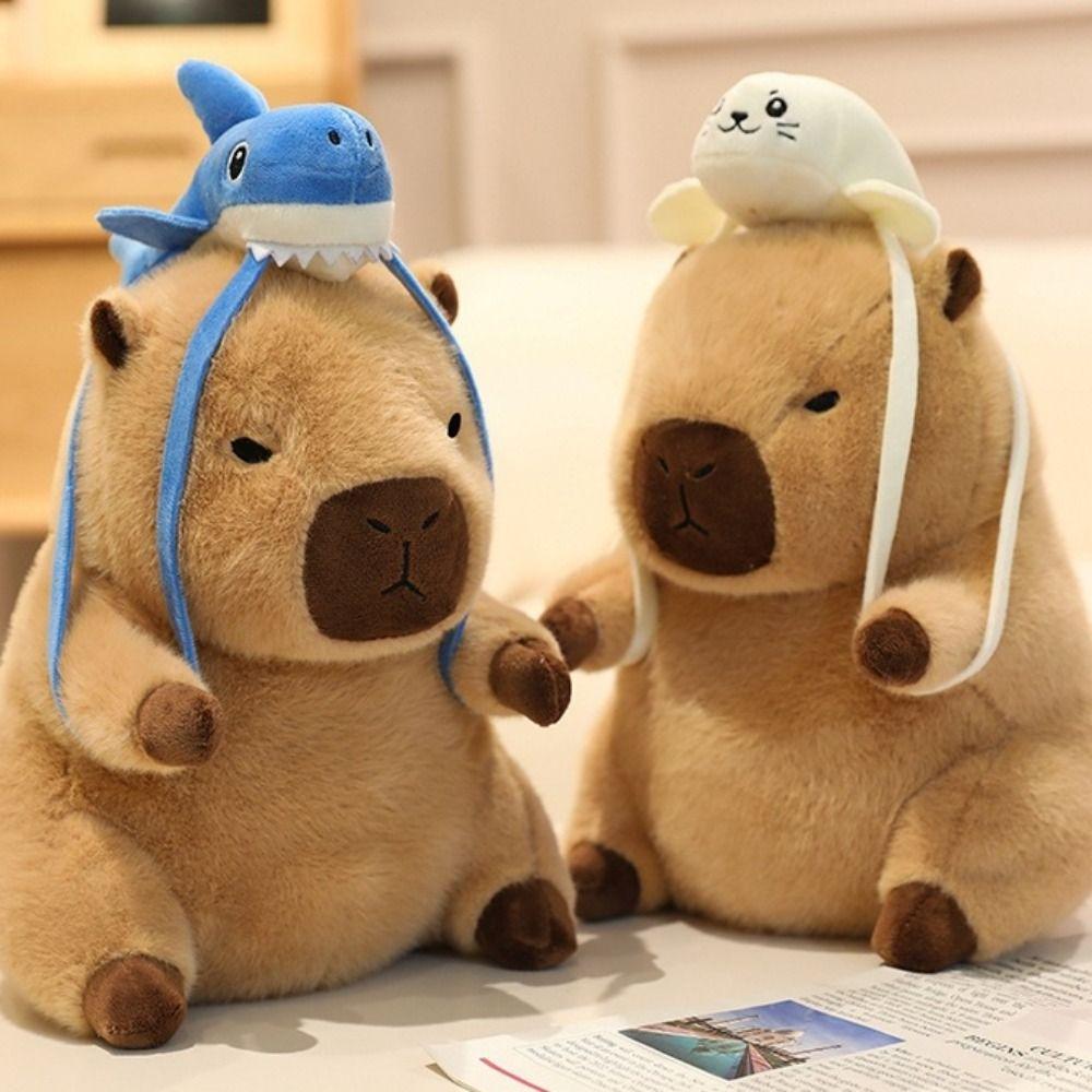 Animal Simulation Capybara Toy Flower Hat Stuffed Capybara Doll  Birthday Gifts