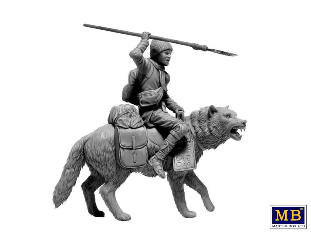 Master Box 1/24 Scale Humanity's Final War Series 8: Girl Riding a Wolf, The Last Bridge, Plastic Model, MB24086 (Human)