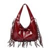 Retro bag women's large-capacity new autumn and winter niche shoulder underarm bag fringed tote bag