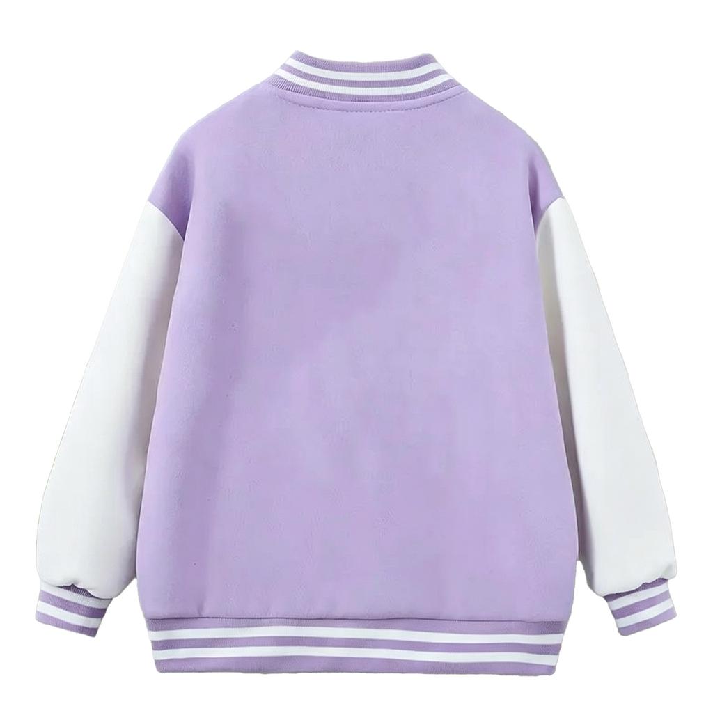 Girls Color Block Baseball Jacket Casual Fashion Outerwear