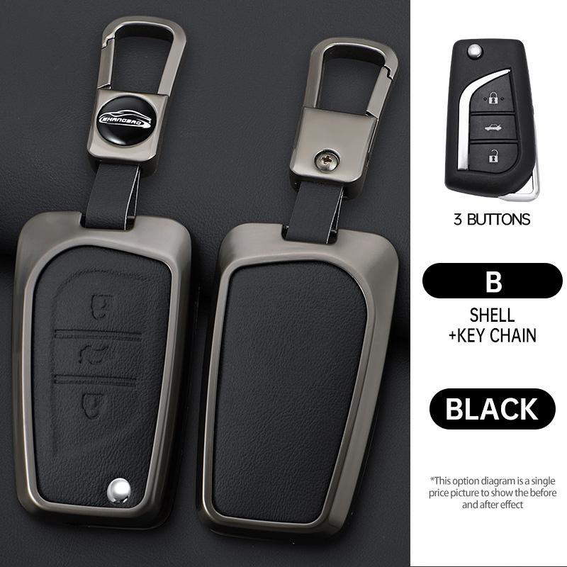 

2 3 4 Buttons Car Key Case Cover For Toyota Hilux Corolla Avensis Prado Fortuner Rav4 Zinc Alloy Leather Flip Remote Protection
