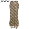 BITCED Summer Women's Solid-Color Slim-Fit Pencil Skirt Street Style High-Waisted Plaid Skirt