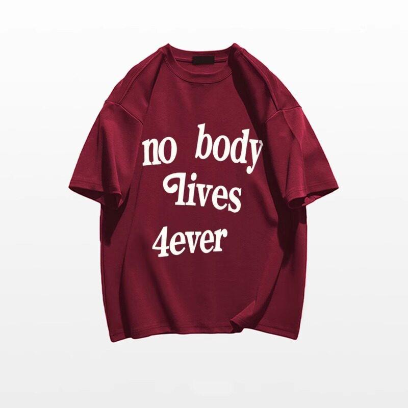 American Pure Cotton Guochao Brand Letter Printing Short-sleeved T-shirt Women's Summer New Loose Fat Mm Large Size Half-sleeved Top