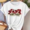 Women's Red Poppies Floral Poppy Flowers Design Graphic T‑Shirt Crew Neck Short Sleeve Spring Casual Gift Tee Top
