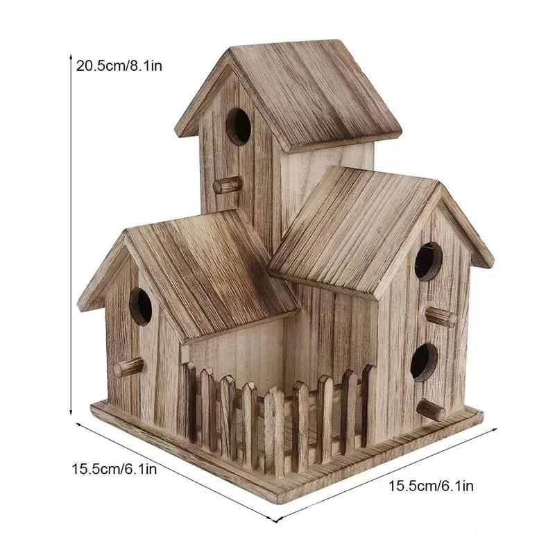 Outside Wooden Bird Nest Natural Wood Bird Hut Hummingbird House Clearance Bird Wild Nest Birdhouse Decor Garden For Craft Home
