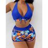 Sexy Halter Bikini Set Kurzen Badeanzug Frauen Hohe Taille Bademode Weibliche Gedruckt Badegäste Schwimmen Baden Badeanzug Bademode