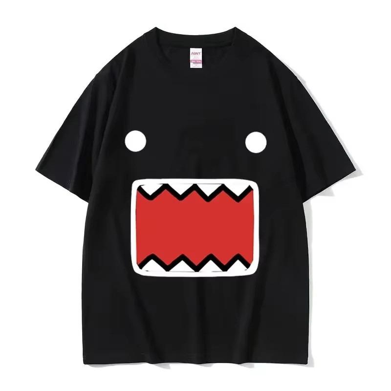 Epic Face Domo Kun European and American Fun and Funny Emoji Pattern Trendy Brand Short-sleeved T-shirt for Men and Women Tops