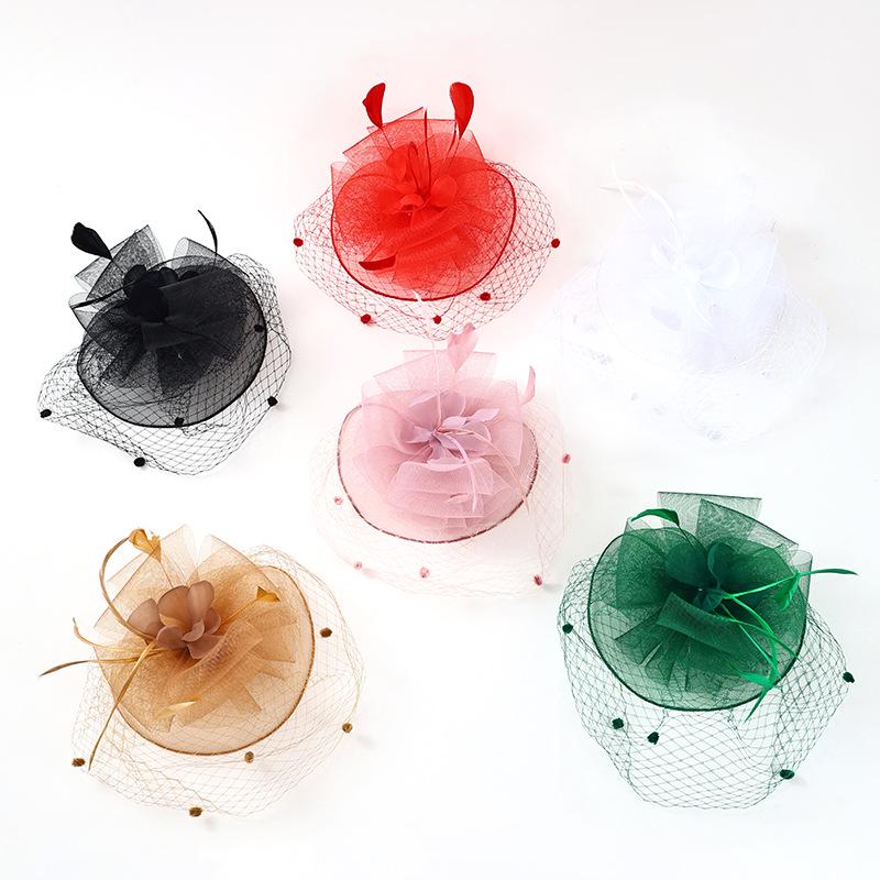 Fascinator de Malla con Plumas Retro Británico para Novias, Derby, Bailes de Noche y Eventos Elegantes