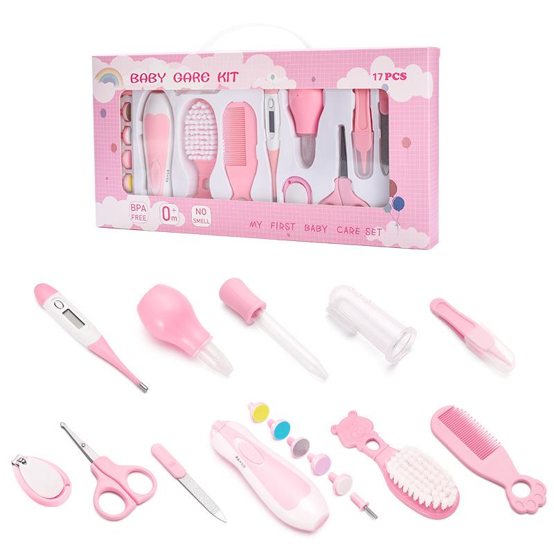 Baby-Nagelpflege-Set Po Sicherheit Nagelknipser Elektronisches Thermometer Set 17-teiliges Kamm-Bürsten-Set Sorgfältige Pflege von Kleinkindern Immer tägliche Notwendigkeiten haben