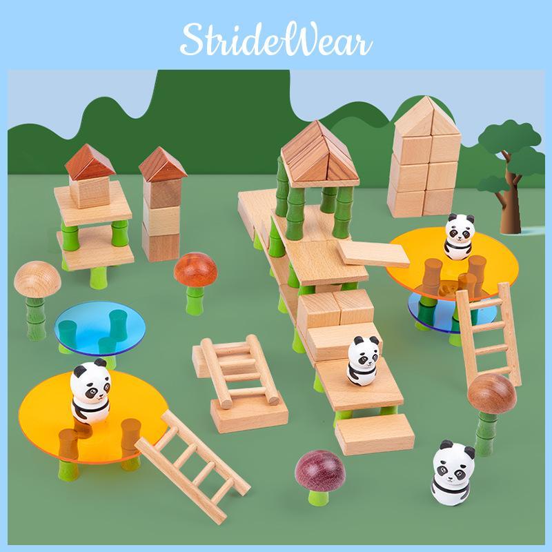 Bamboo Panda Forest Wooden Building Blocks For Kids Early Education Gift Play