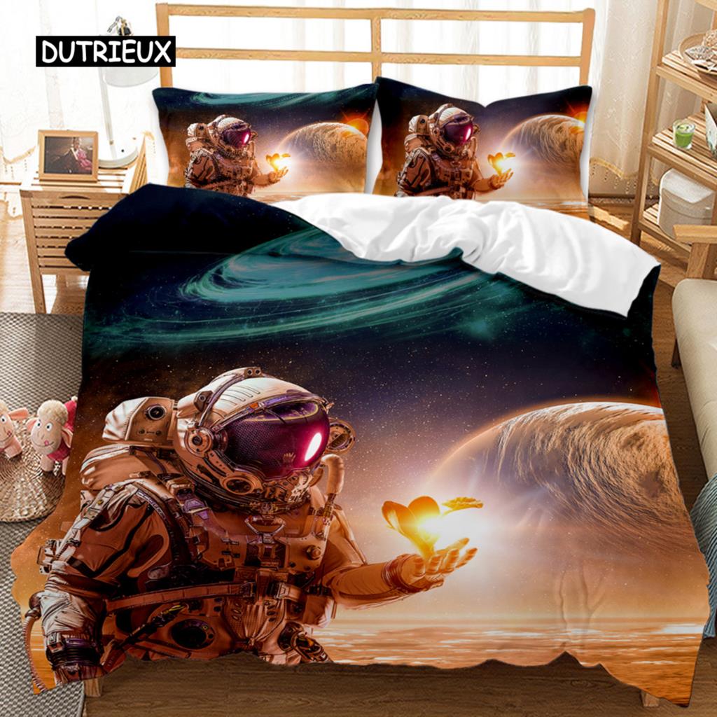 

Комплект постельного белья «Космический корабль», «Путешествие по галактике», комплект постельного белья «Космический корабль», наволочка «Queen King Size», полиэстеровый чехол для одеяла EU single(135x200cm)