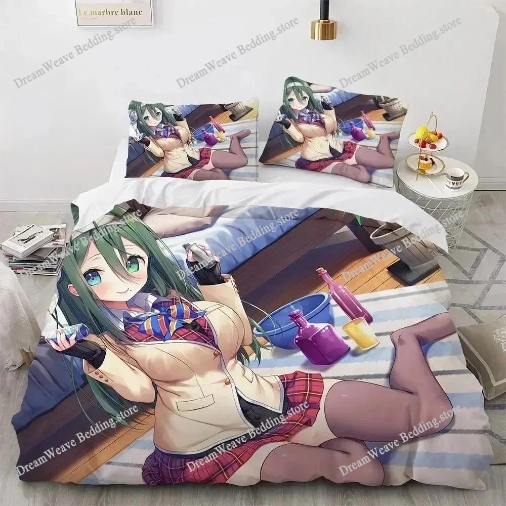 3D Print Kawaii Anime Sexy Girl Bedding Set Duvet Cover Bed Set Quilt Cover Pillowcase Comforter King Queen Size Boys Adult9639
