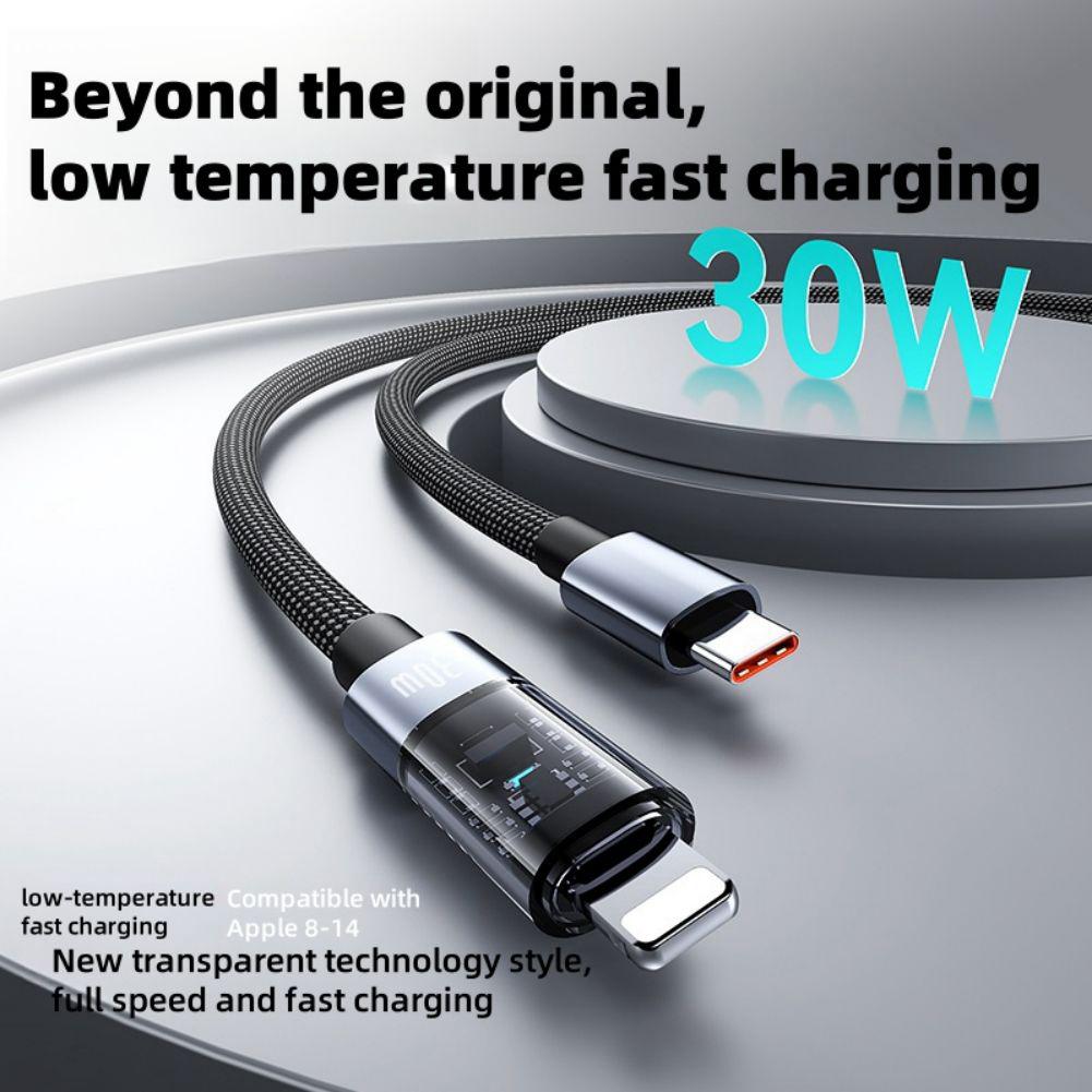 USB C Male To Lighting Male Charging Cable Compatible For IPhone 15 PD 30W Data Cable Fast Charge Cord With Indicator Light