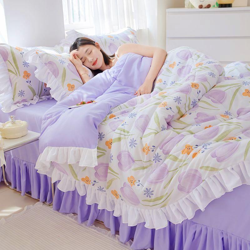 Cool Lace Washed Cotton Air Conditioning Sheets Double Sheets Thin Blankets