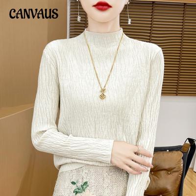 Pull-over d'automne et d'hiver pour femmes, col mi-haut, tricoté, slim, chemise de fond