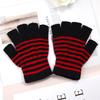 1Pair Unisex Black Stripes Half Finger Fingerless Gloves for Women Wool Knit Wrist Cotton Gloves Winter Warm Men Workout Gloves