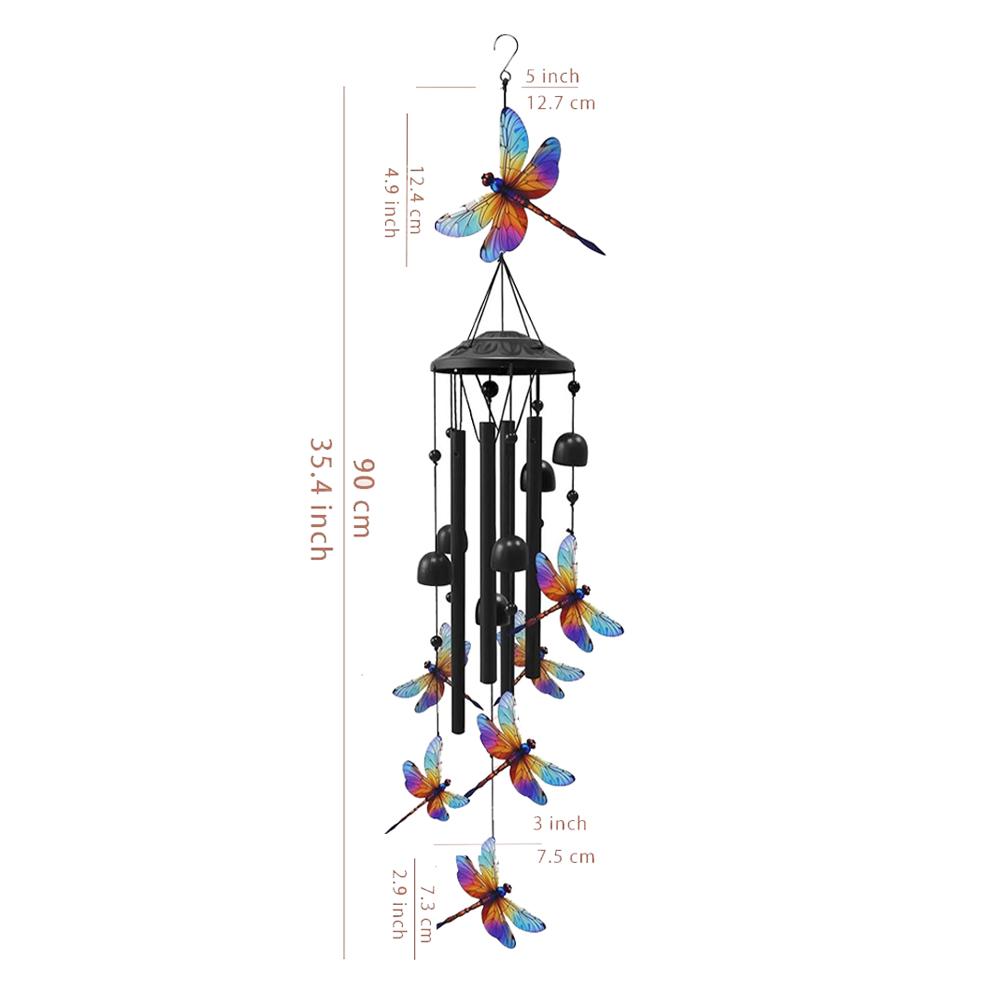 90cm Dragonfly Wind Chime Soothing Outdoor Decor For Garden & Patio Crafted From Sturdy Metal And Nylon Rope