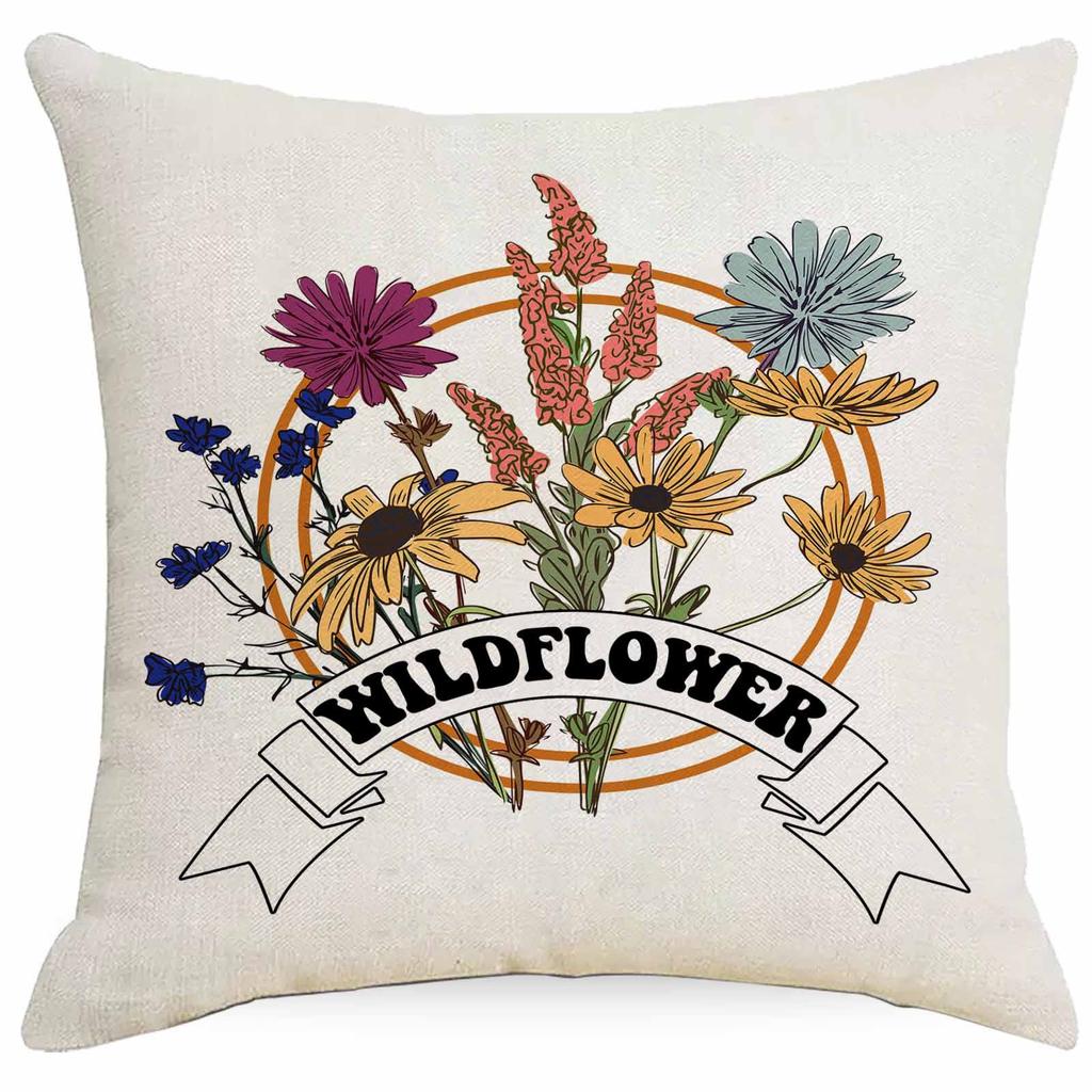 Western Summer Butterfly Bee Flower Pillowcase Home Sofa Cushion Pillowcase Decoration