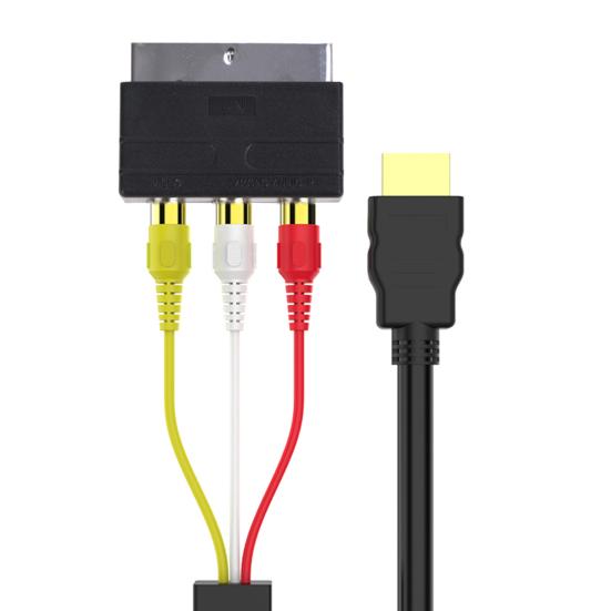 2Pcs/Set RCA Cable HDMI-compatible Male to 3RCA PVC 3 RCA to SCART Adapter for TV