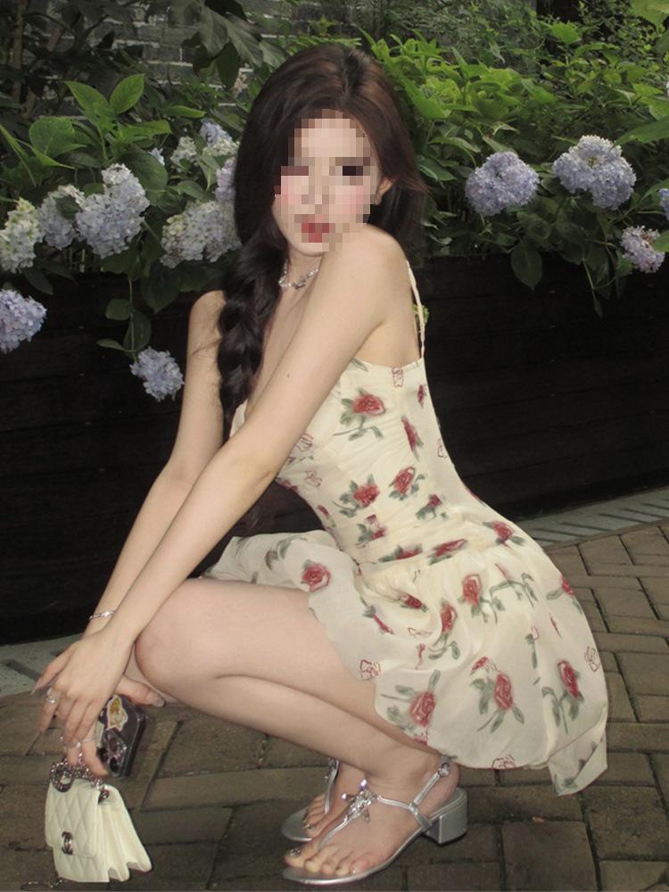Summer Floral Pleated Spaghetti Strap Dress - Sexy, Sweet, and Waist-Cinching