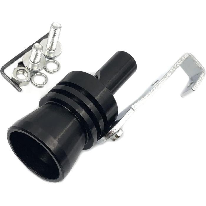 DEVMO 2Pcs XL Size Aluminum Alloy Universal Turbo Sound Exhaust Muffler Pipe Whistle Car Roar Maker (XL-Black)