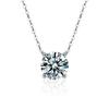 S925 Sterling Silver Moissanite Necklace Women Simple Luxury Classic Four Prong Pendant Collarbone Chain Jewelry