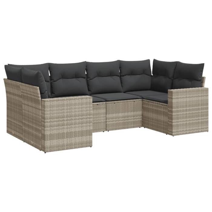 VidaXL Garden Lounge Set with Cushions 6 Pcs, Patio Sofas, Patio Furniture Set, Outdoor Furniture, Grey 3251719