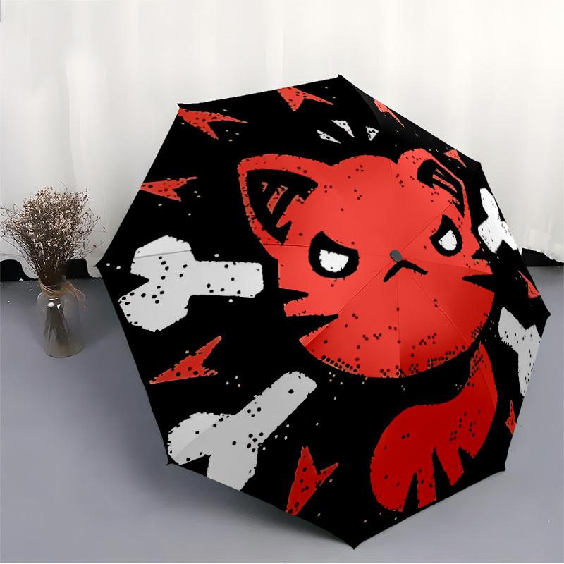1pc Cat Bones Automatic Open/Close Umbrella, Portable Folding Umbrella, Compact Travel Umbrella for128
