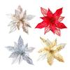 Gorgeous Large Glitter Poinsettia Flower Ornament for Christmas Tree Wedding Decoration 23 by 21 Cm Sparkling Petals