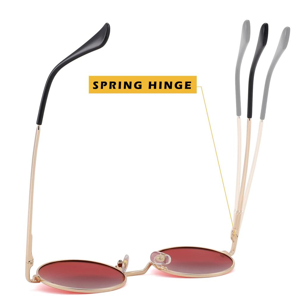 Pro Acme Small Round Polarized Sunglasses for Men and Circle Retro Metal Hippie UV400 D4 Gold Red Size S Women, Shades, Sunglasses, Protection, -