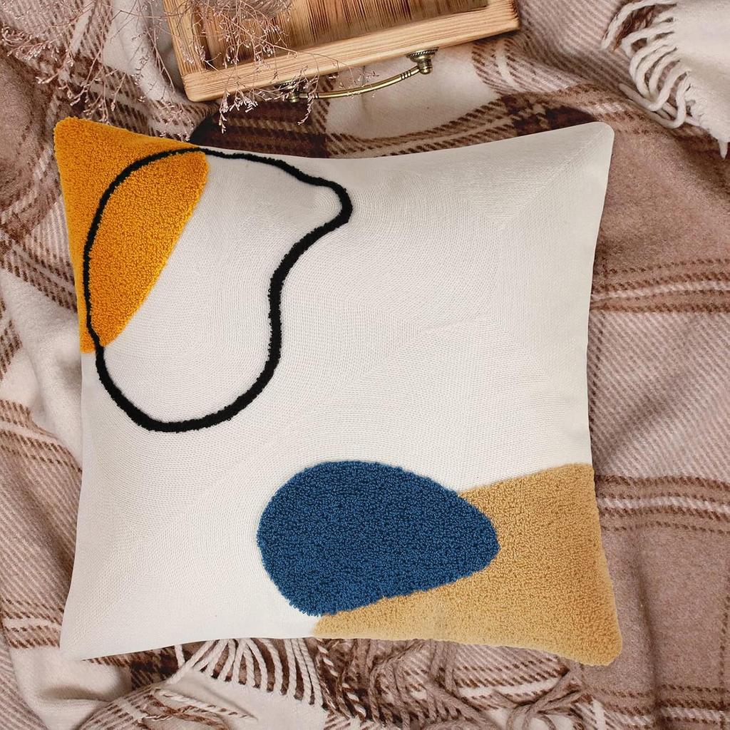 Home Simple Geometric Throw Lovely Cotton Towel Embroidered Pillow Nordic Decorative Cushion Sofa Cushion Cover