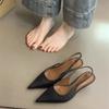Fashion New Style Elegant Women Sandals Pointed Toe Elegant Low-heel Shoes Summer Fashion Slingback Woman Mules Shoes Pumps Dress Shoes