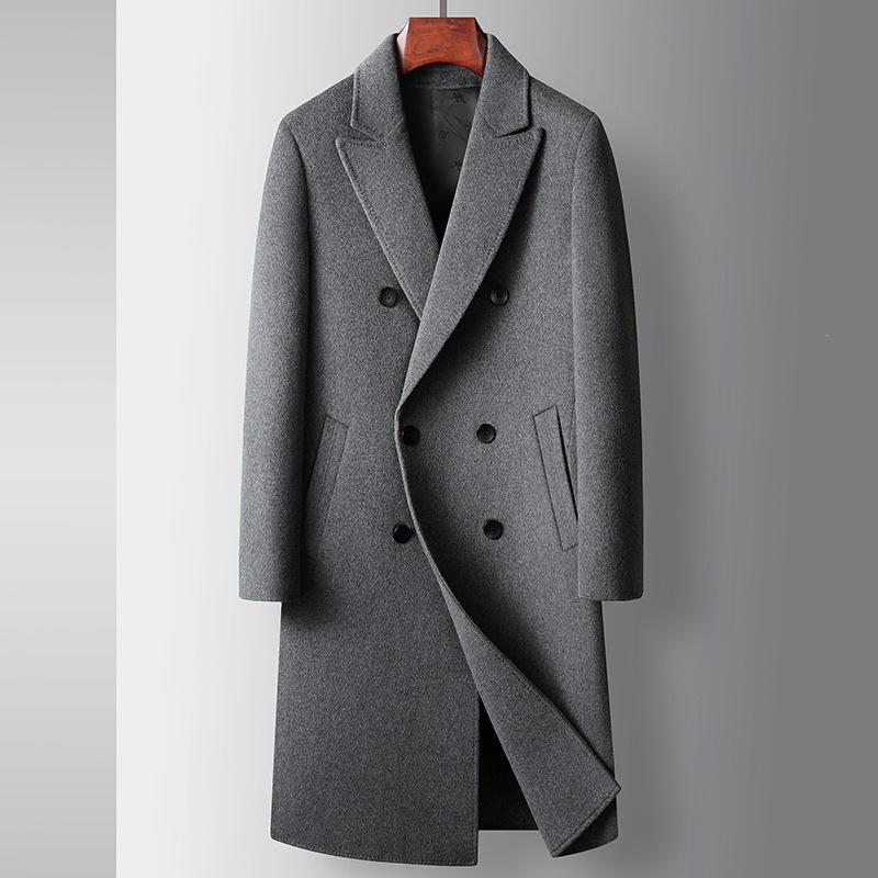 Cappotto di Lana Doppiopetto da Uomo di Media Lunghezza con Collo da Abito - Collezione Autunno/Inverno 2025