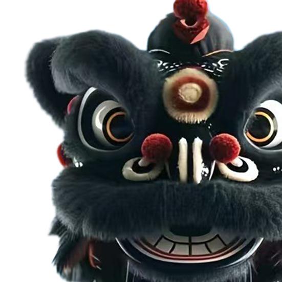 Car Pendant with Metal Chain Lion Dance Design Plush Fabric Car Charm Keychain Bag Accessory Good Fortune Decoration