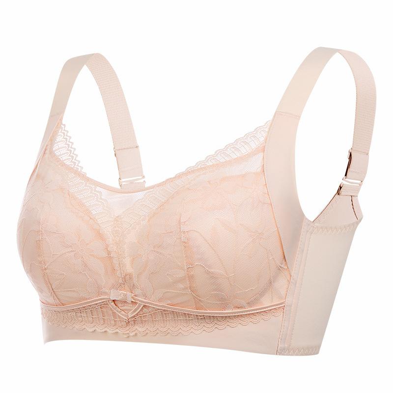 Thin Adjustable Sexy Lace Big Breasts Small Anti-sagging No Steel Rim Bra Gathers and Collects Breasts