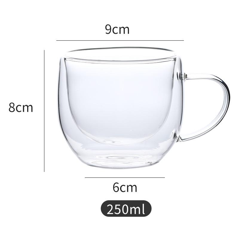 Frühstück Milchbecher transparent hitzebeständig doppelwandig Glas Wasserbecher Kaffee Hochborosilikat mit Griff Glas Teetasse