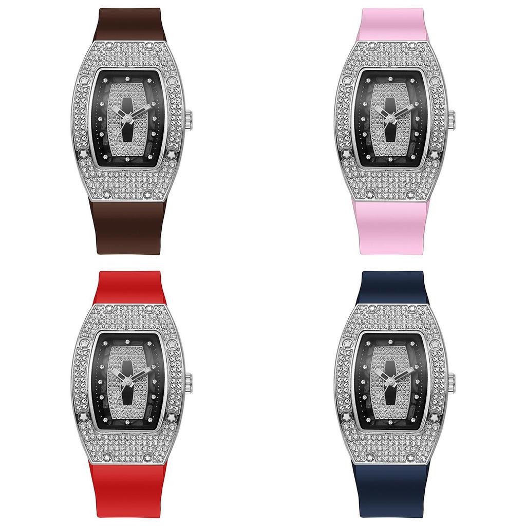 Fashion Women Barrel Shaped Quartz Watch With Silicone Strap For Casual Wear