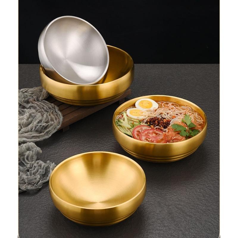 Stainless Steel Bowl Double Layer Thickened Large Capacity Noodle Bowl for Cold Noodles Ramen Mixing Rice Soup Bowl