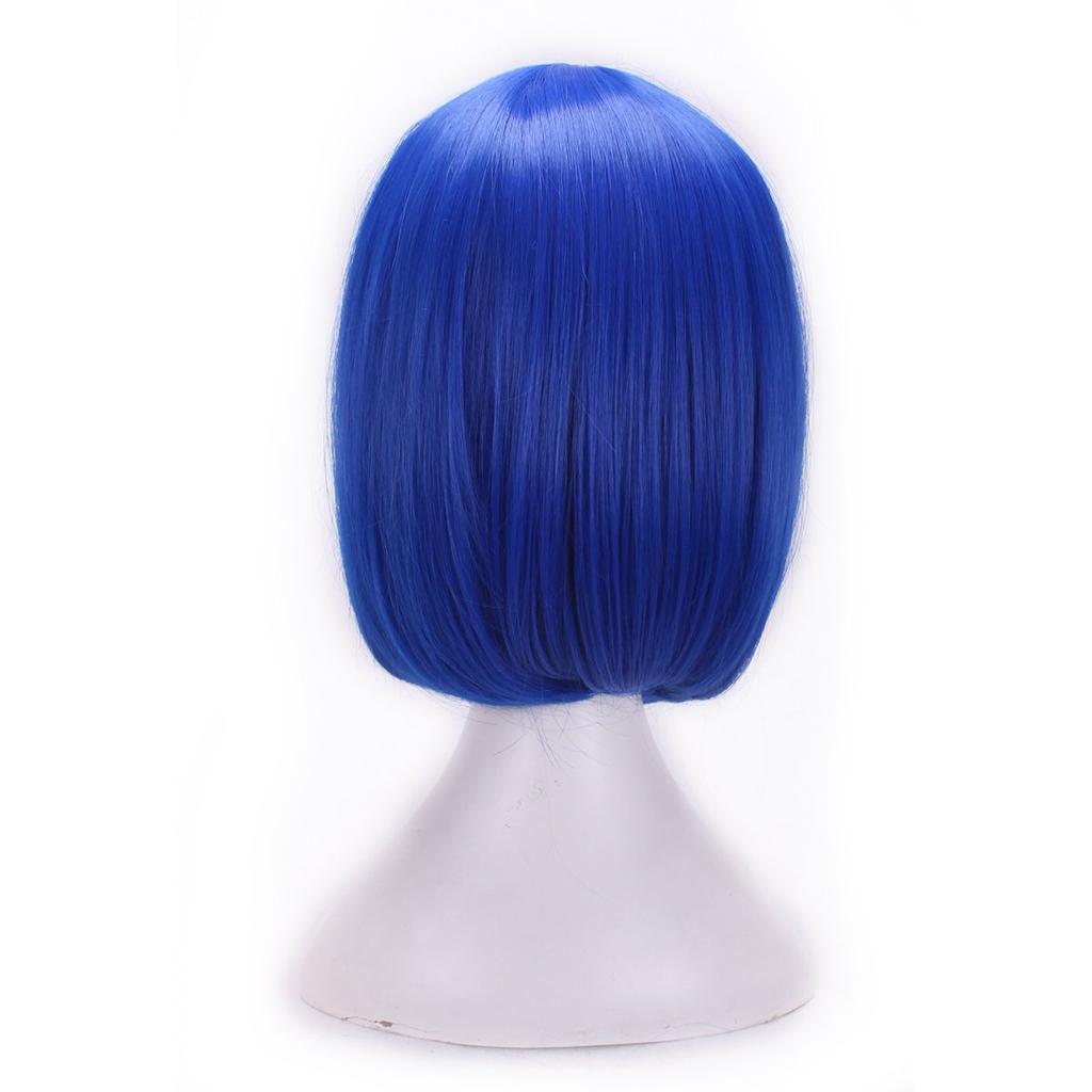 Damen Kurz Gerade Haare Perücken Damen Synthetisch 12 Zoll Anime Cosplay Kostüm Party Perücken Dunkelblau