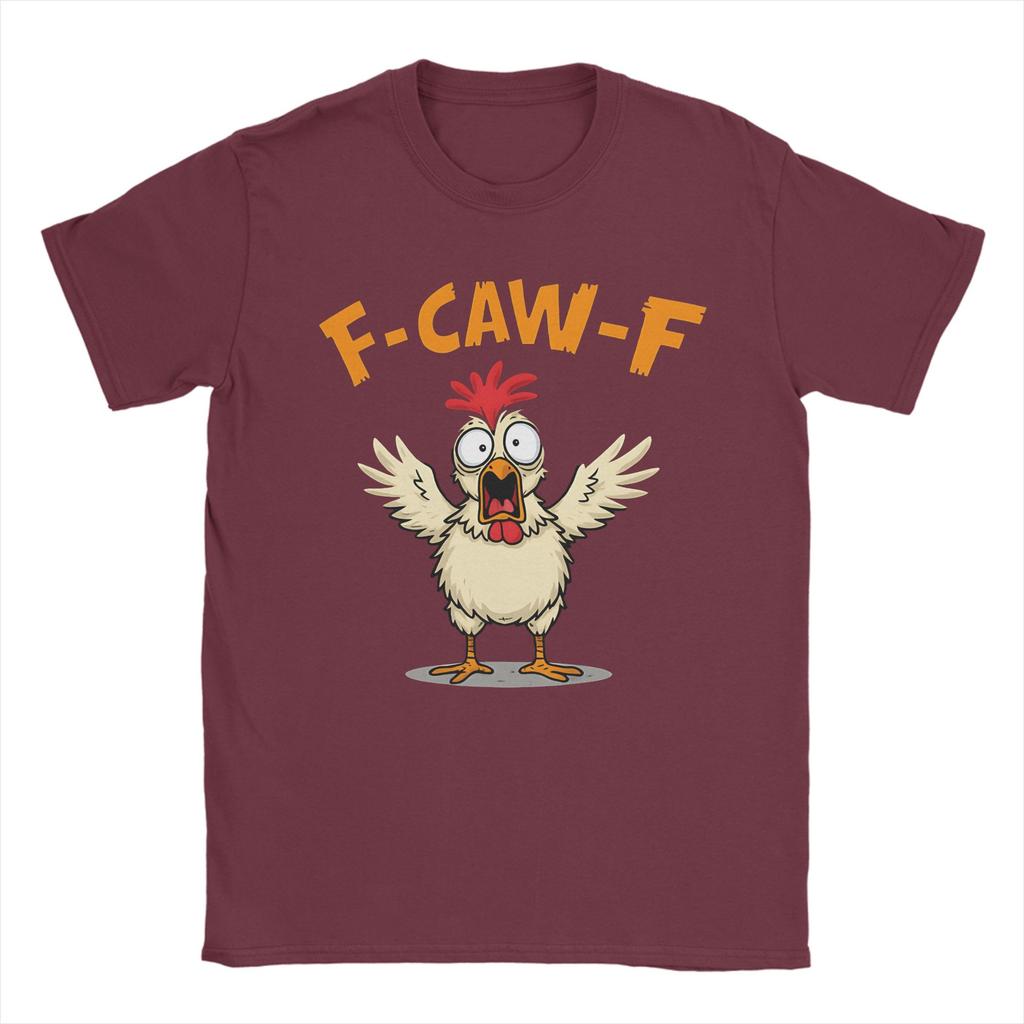 Men's T-Shirt Funny F-Caw-F Spooky Chicken Meme (2) Fashion 100% Cotton Tee Shirt Short Sleeve  T Shirt Crewneck Tops Gift Idea