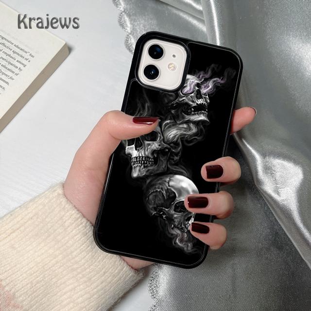 Krajews Skulls Bones Skeleton soft Phone Case Cover For iPhone 17 Air 16 15 14 plus 12 13 pro max coque Fundas
