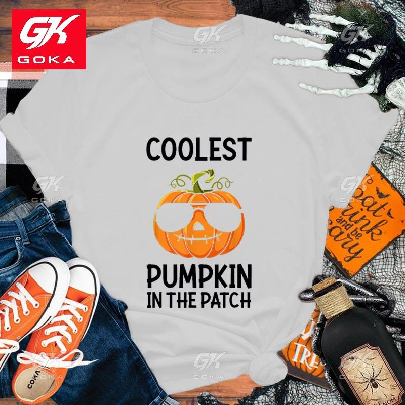 

Hot Halloween Coolest Pumpkin in The Patch Printed Cotton T Shirt for Womens Short Sleeve Tee Shirts Round Neck Casual T Shirts S