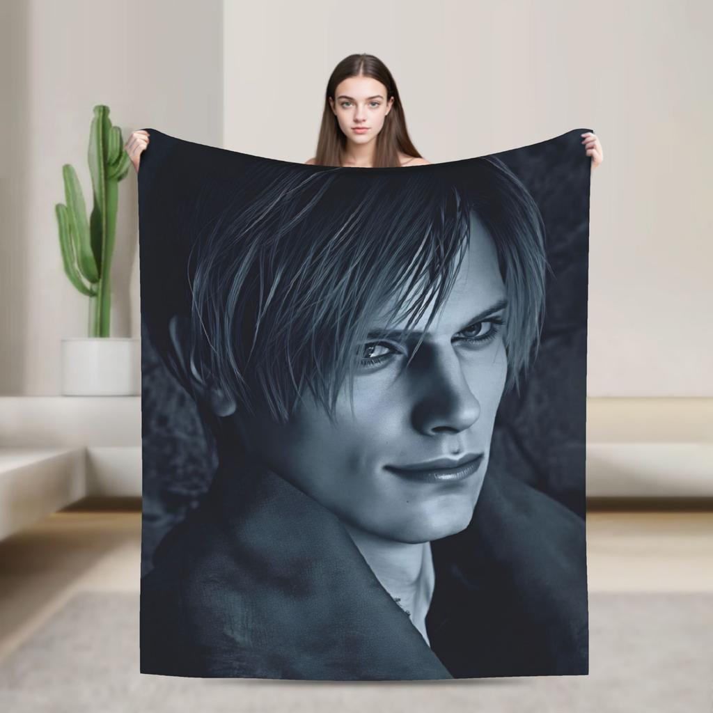 Leon Kennedy Blanket Adults  Flannel Throw Blanket For Sofa Home Comfortable Design Quality Bedspread Gift