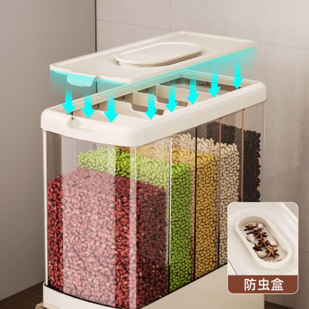 Built-in Measuring Cup Separated Grains Dispenser Moisture-Proof Grain Storage Box  Pantry