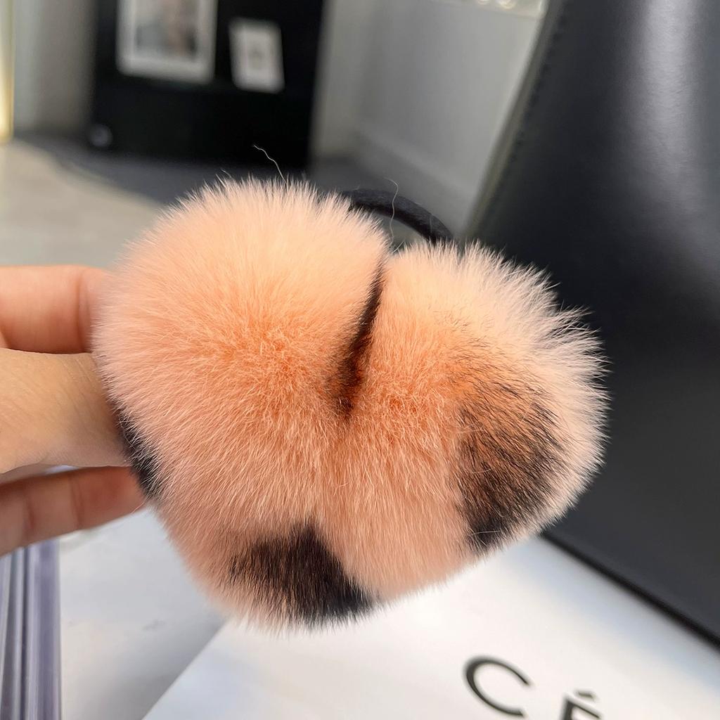 Korean cute Rex rabbit hair band ponytail headrope Internet celebrity high sense hair rope plush love headgear autumn and winter women
