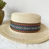 Spring and Summer Hat Ethnic Style Hat Summer Hat Republic of China Style Retro Internet Celebrity Flat Top Weaving Retro Summer Hollow
