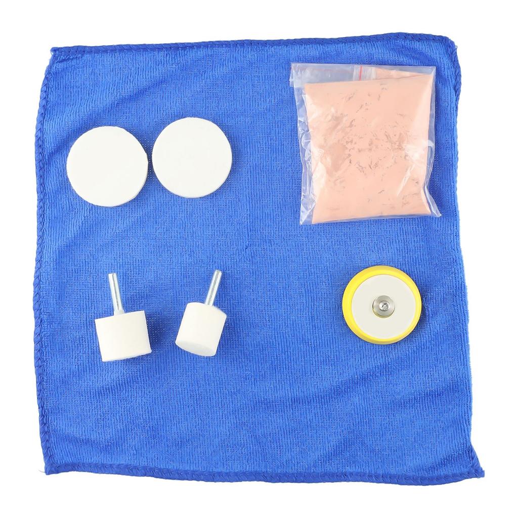 8Pcs/Set 50g Cerium Oxide Powder Watch Glass Screen Polishing Kit Cleaning Scratch Removal Polishing Backing Pad
