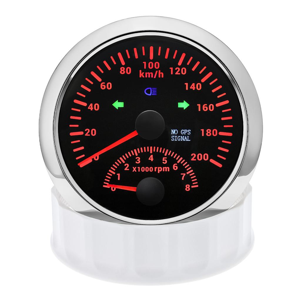 2 In 1 Multifunction Gauge IP67 Waterproof Speedometer With Tachometer Red Backlight for 12V 24V Universal Car Boat Speed Meter