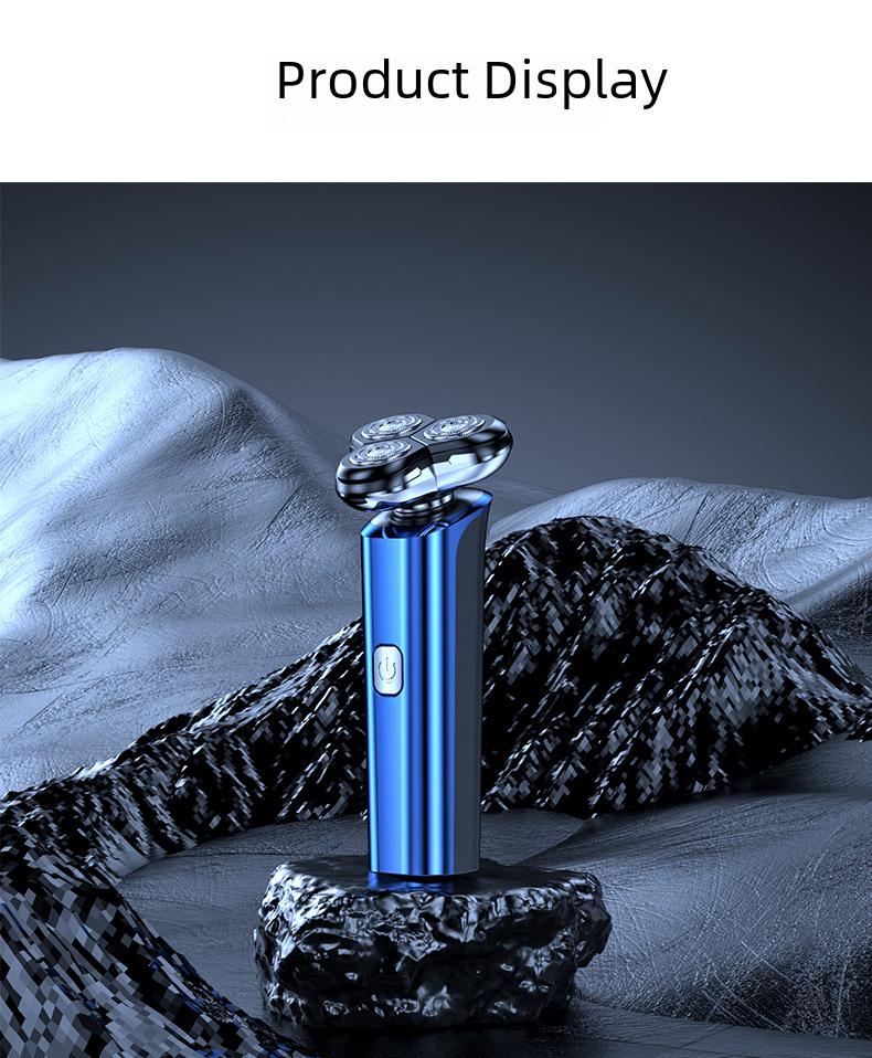 USB-Rechargeable Men's Washable Electric Razor with Intelligent Floating Three-Blade System
