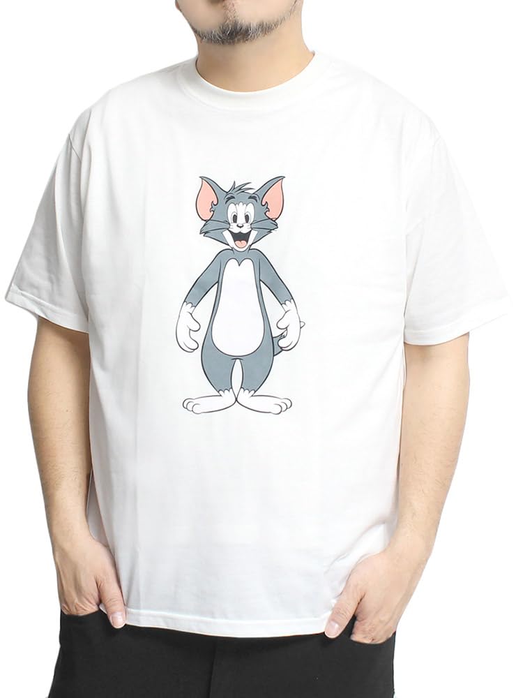 

Одноцветная мужская футболка с коротким рукавом «Том и Джерри», большого размера, с принтом персонажей, с круглым вырезом, белая (Размер 3L)